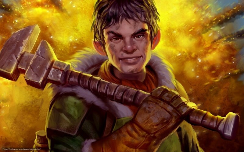 warrior with hammer in fire