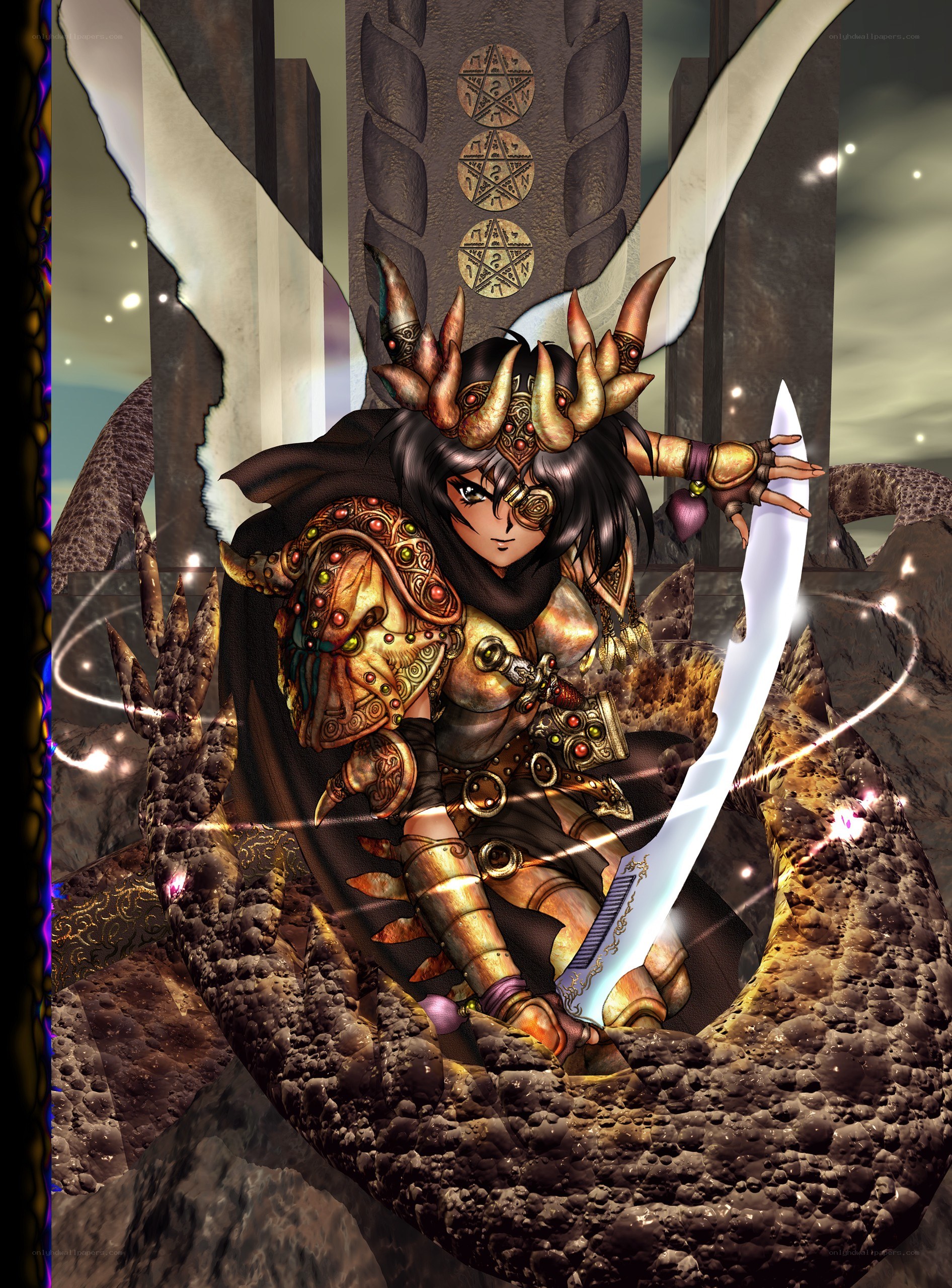Warrior with horned helmet and sword