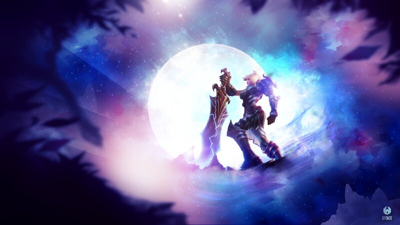 Warrior with Large Sword — Blue, Dramatic, Night, Digital Art