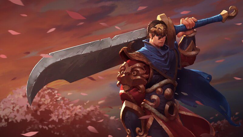 Warrior with Large Sword — Blue, Dramatic, Sunset