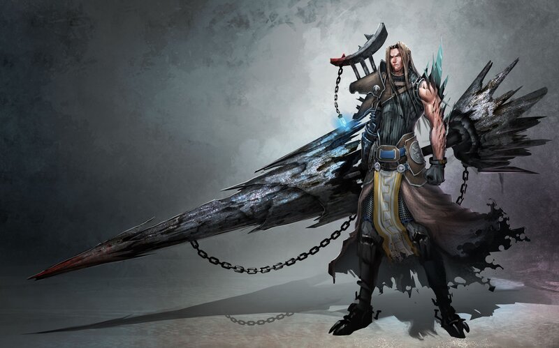 Warrior with Large Weapon — Gray