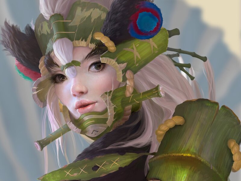 warrior with leaf armor