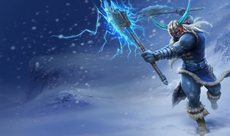 Warrior with Lightning Axe — Blue, Dramatic, Winter