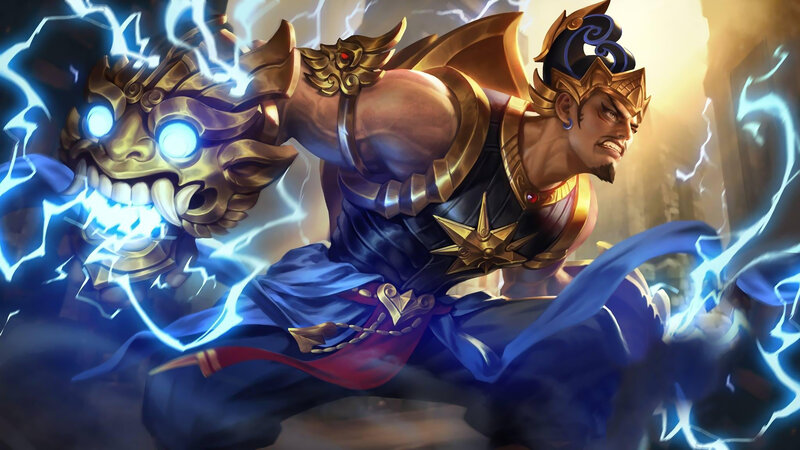 Warrior with Lightning Mask