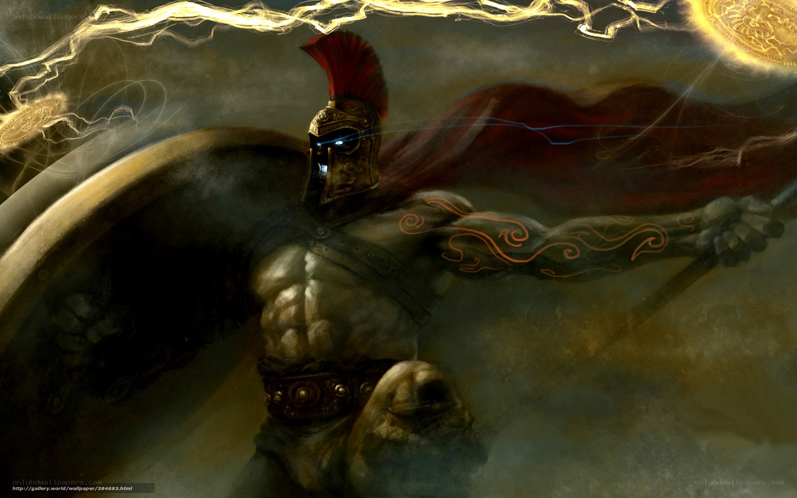 Warrior with lightning shield