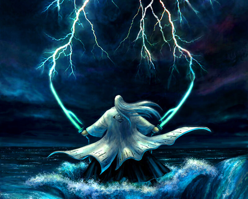 Warrior with lightning swords