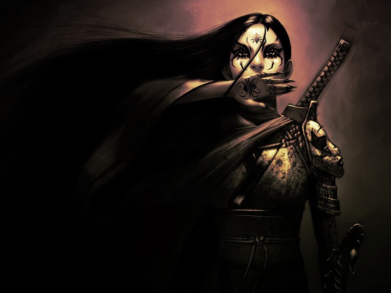 Warrior with Long Black Hair — Dramatic