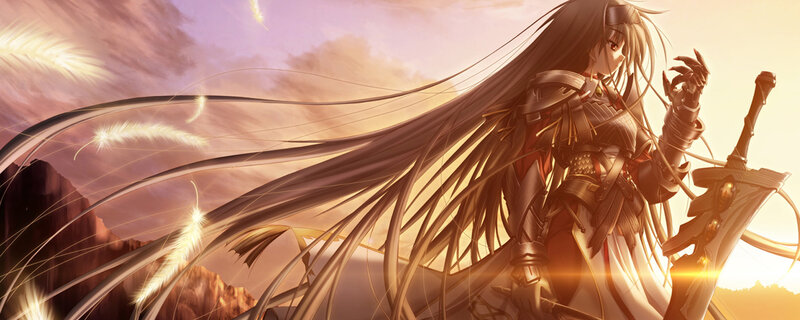 warrior with long hair at sunset