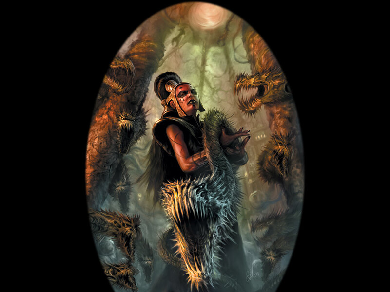 Warrior with Mask and Creature