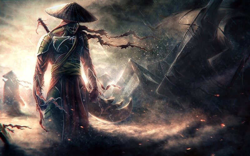 Warrior with Mask and Sword — Green, Dramatic