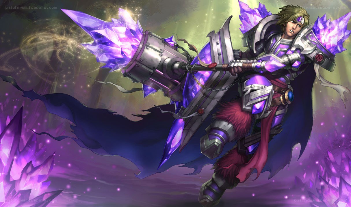 warrior with purple crystal hammer