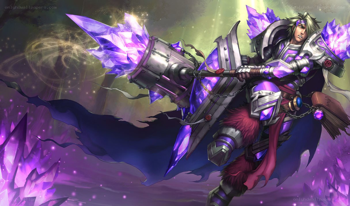 warrior with purple crystal hammer