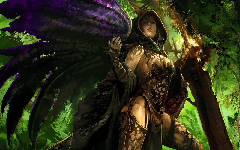 Warrior with purple wings