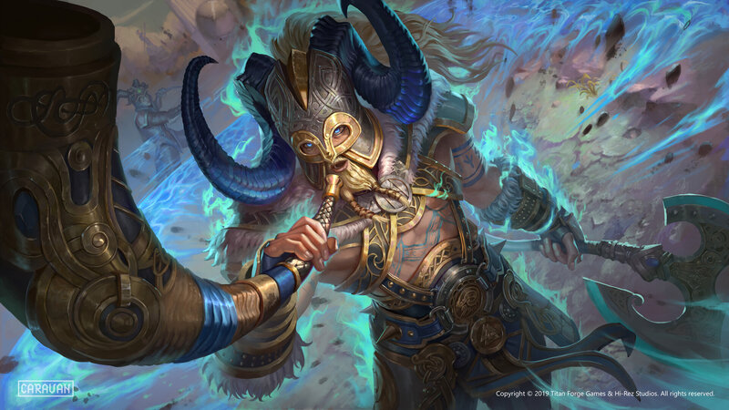 Warrior with Ram Horns — Blue