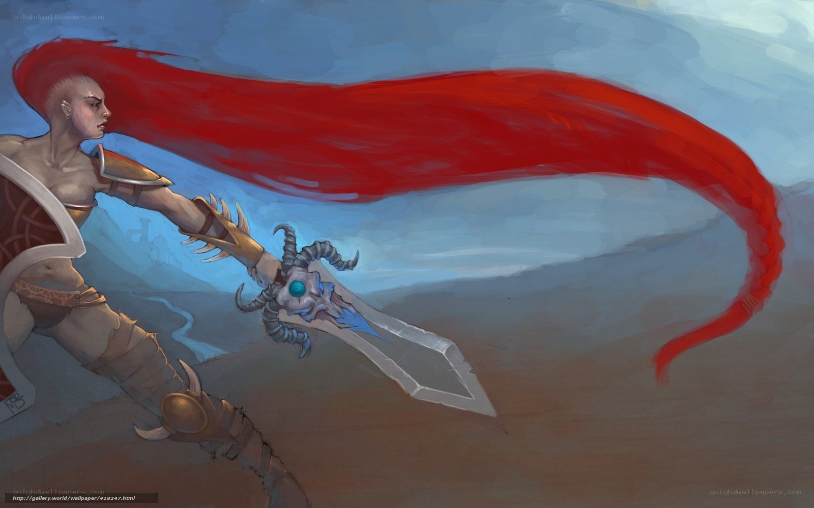 Warrior with red hair and sword