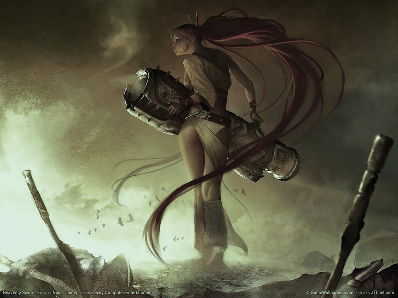 Warrior with red hair in a battlefield