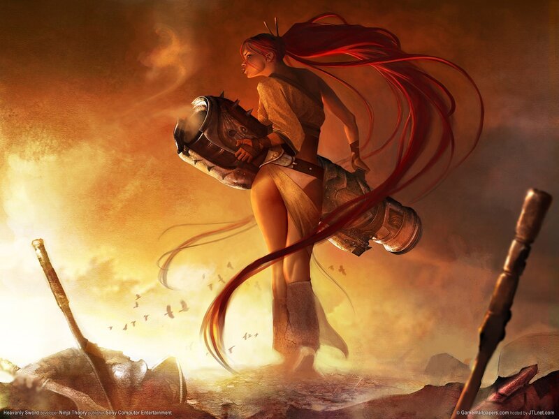 Warrior with red hair in sunset