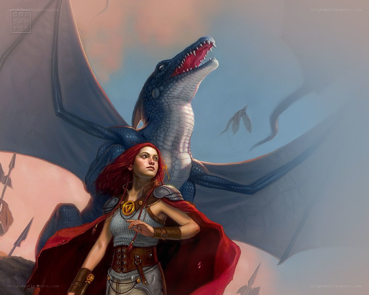 warrior with red-haired dragon