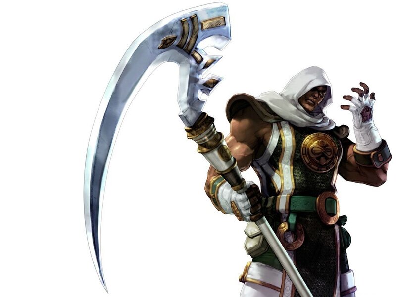 warrior with scythe weapon