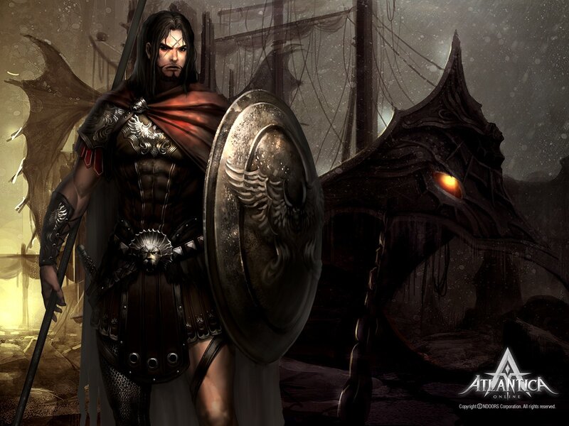 Warrior with Shield — Black, Dramatic
