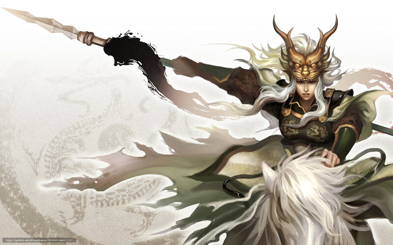 warrior with spear and dragon helmet
