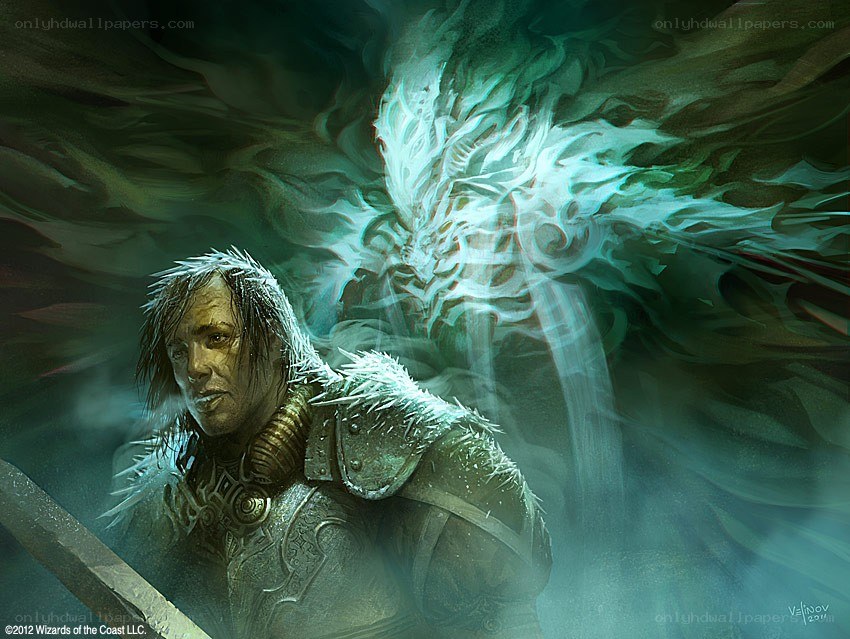 Warrior with spectral angel