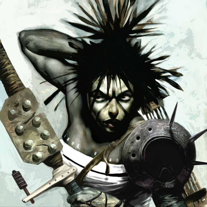 warrior with spiked mace