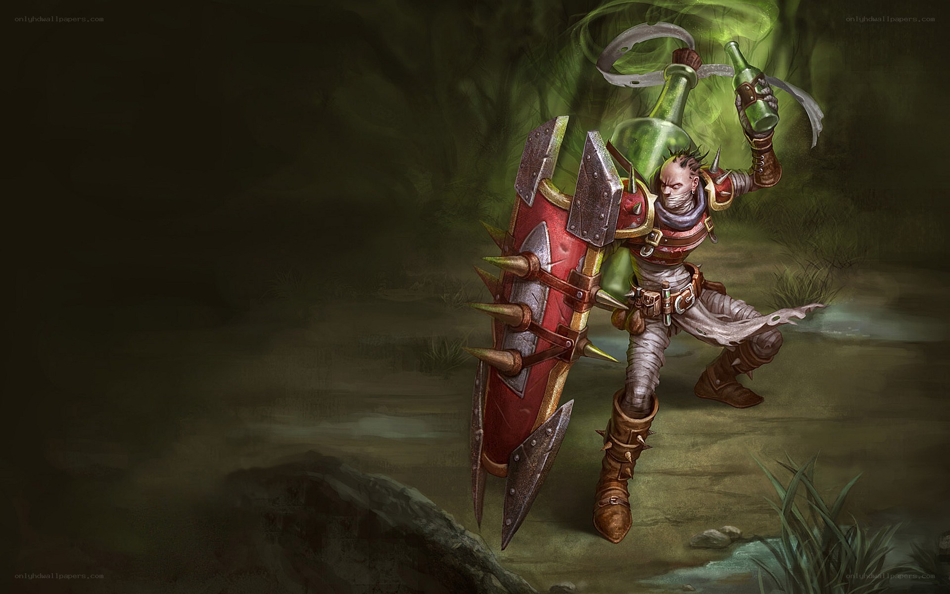 Warrior with spiked shield