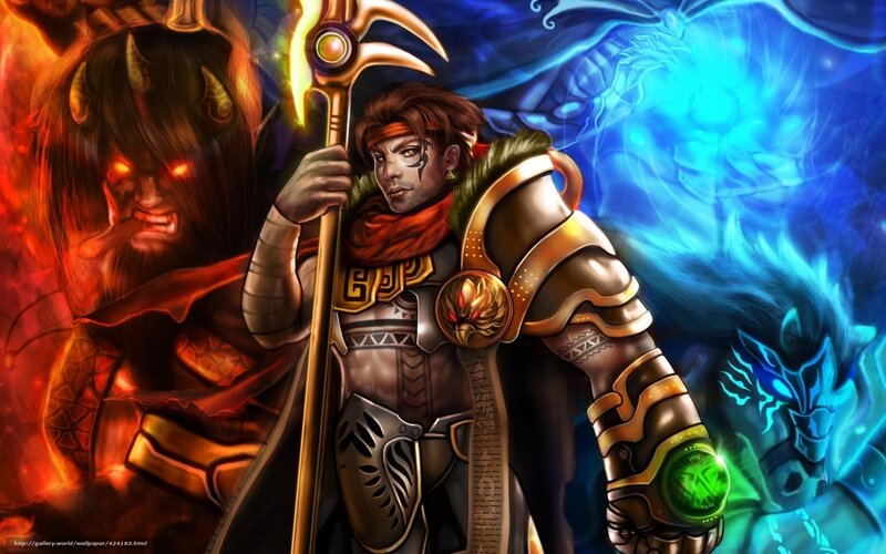 Warrior with staff and spirits