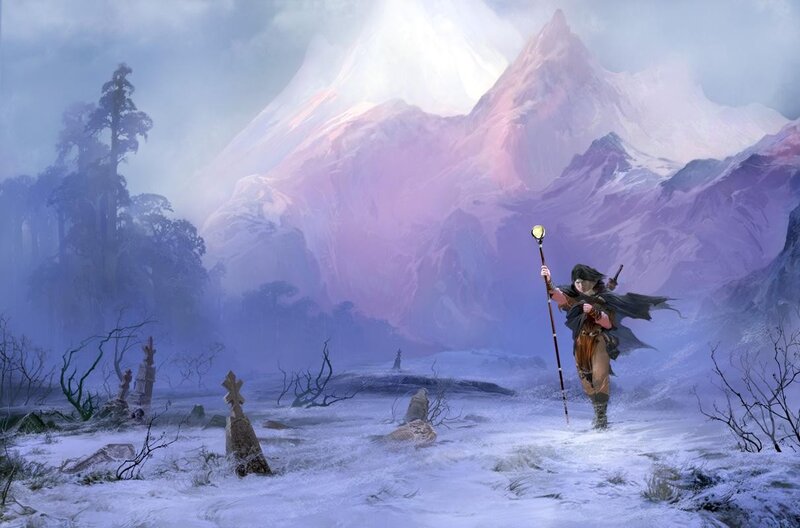 Warrior with Staff in Snow