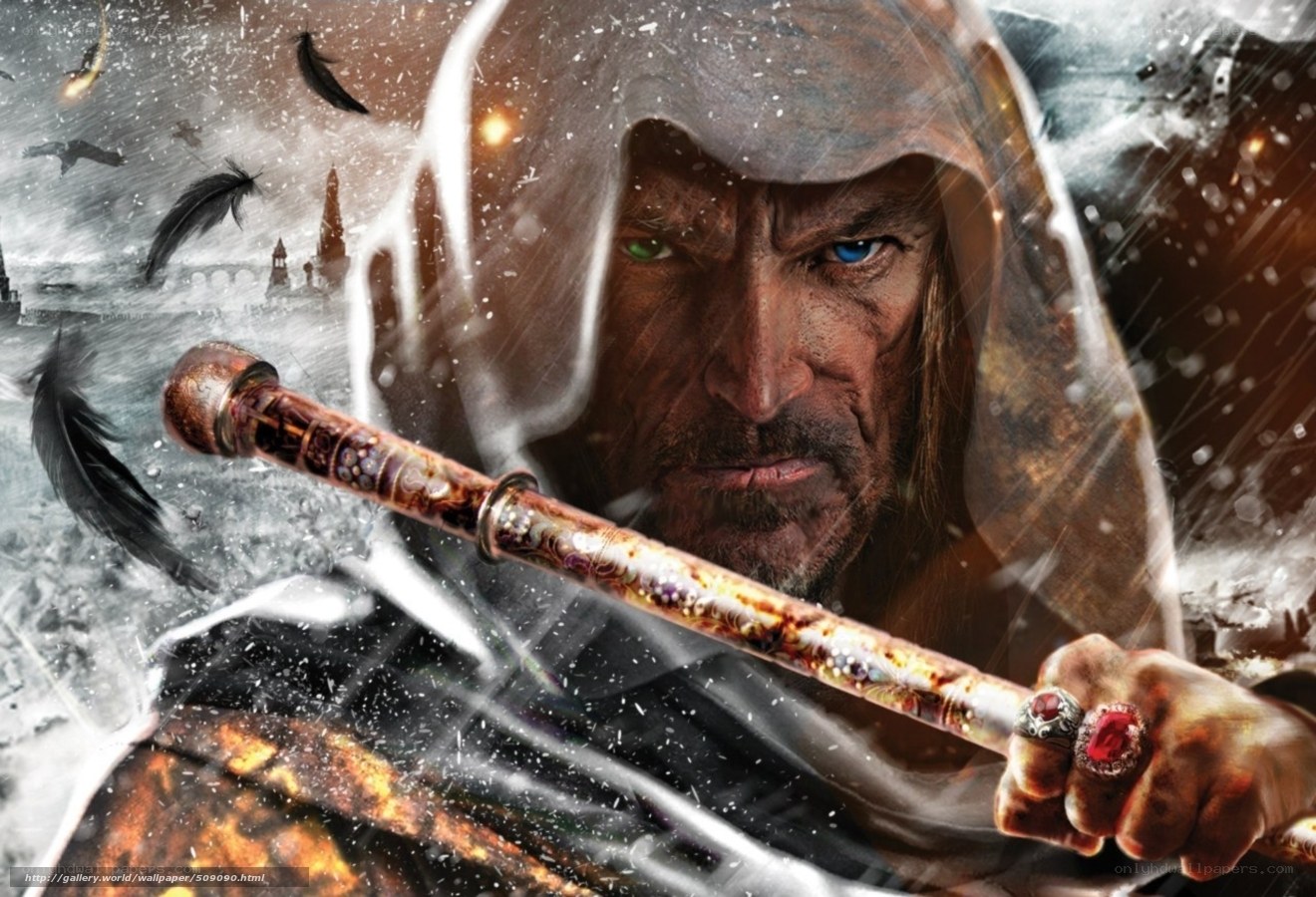 warrior with staff in storm