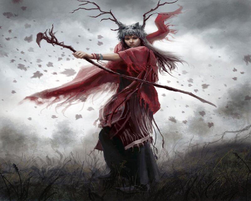 Warrior with Staff — Red