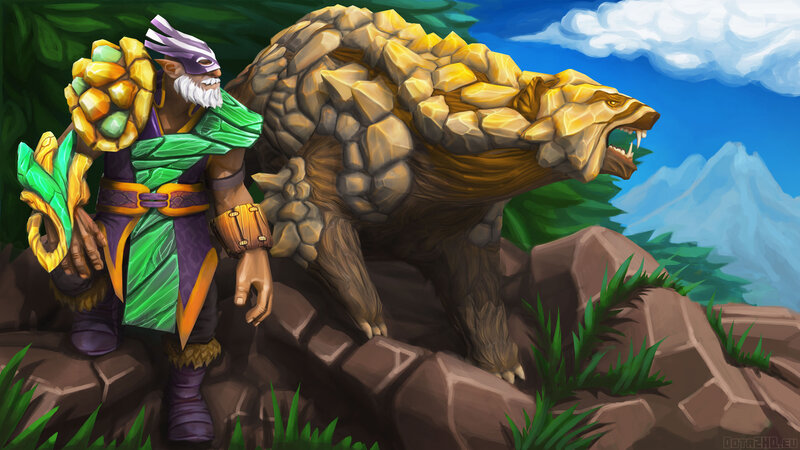 Warrior with stone turtle companion