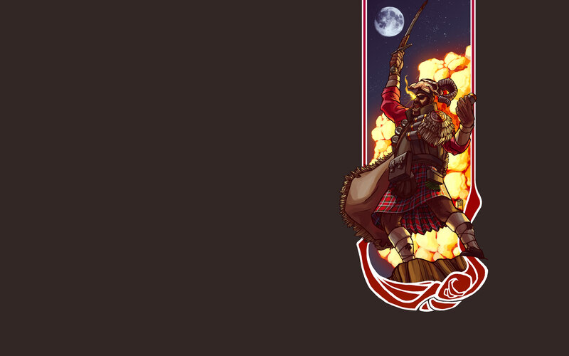 warrior with sword and explosion