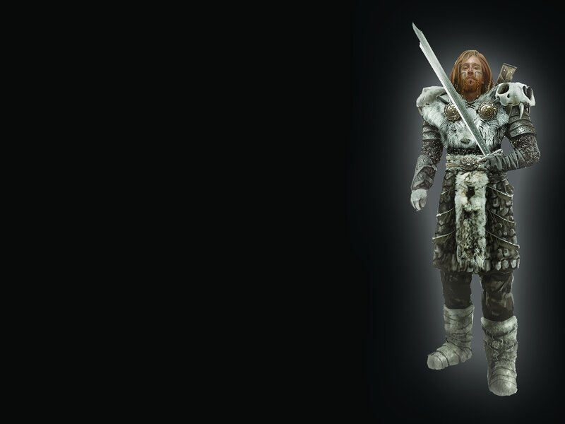warrior with sword and fur armor