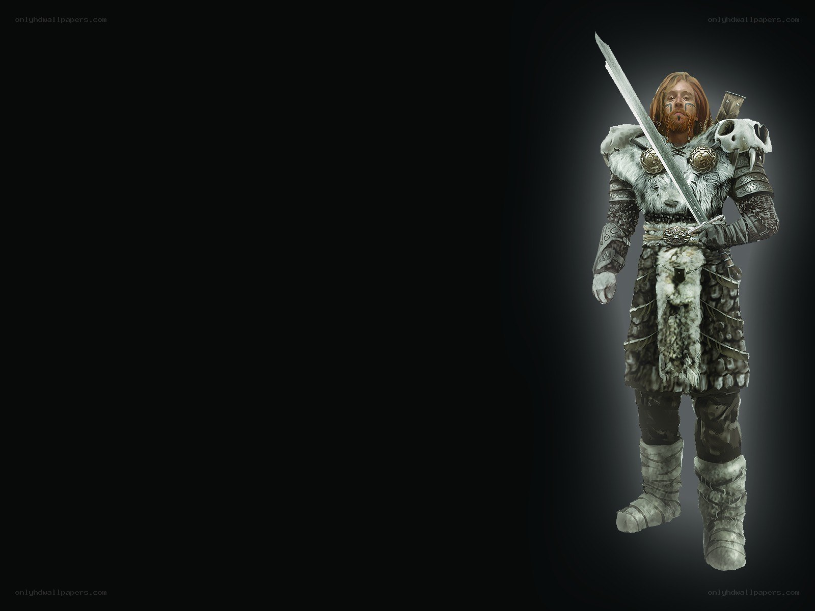 warrior with sword and fur armor
