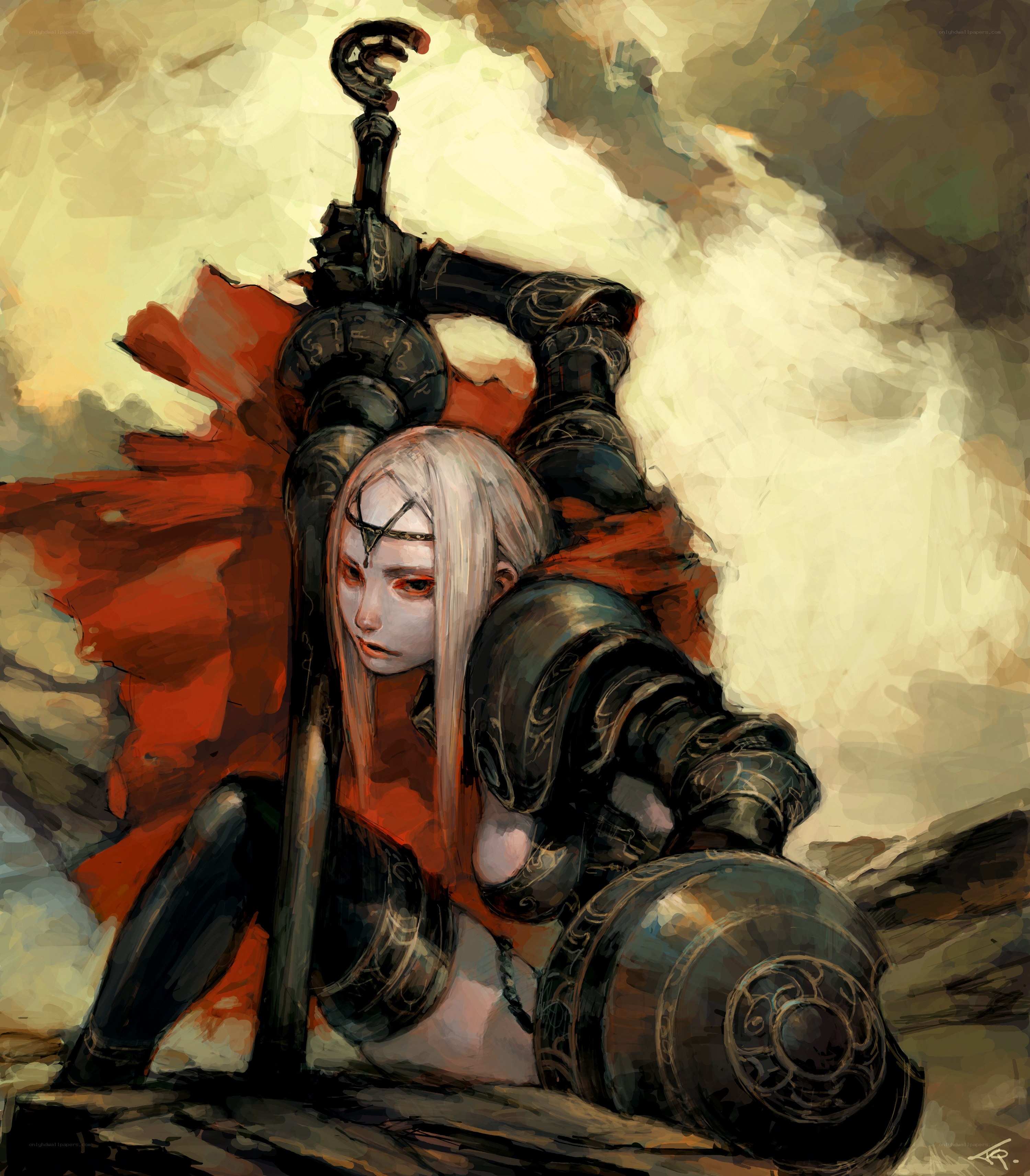 warrior with sword and red cape