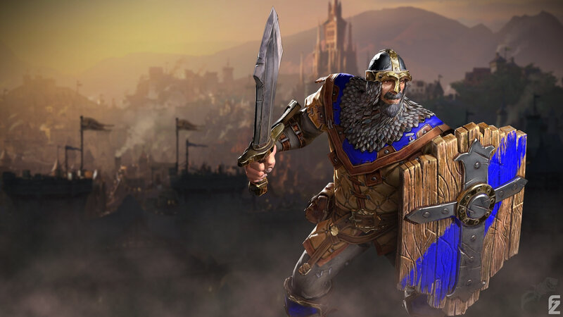 Warrior with Sword and Shield — Brown