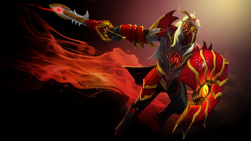 Warrior with Sword and Shield — Red, Dramatic