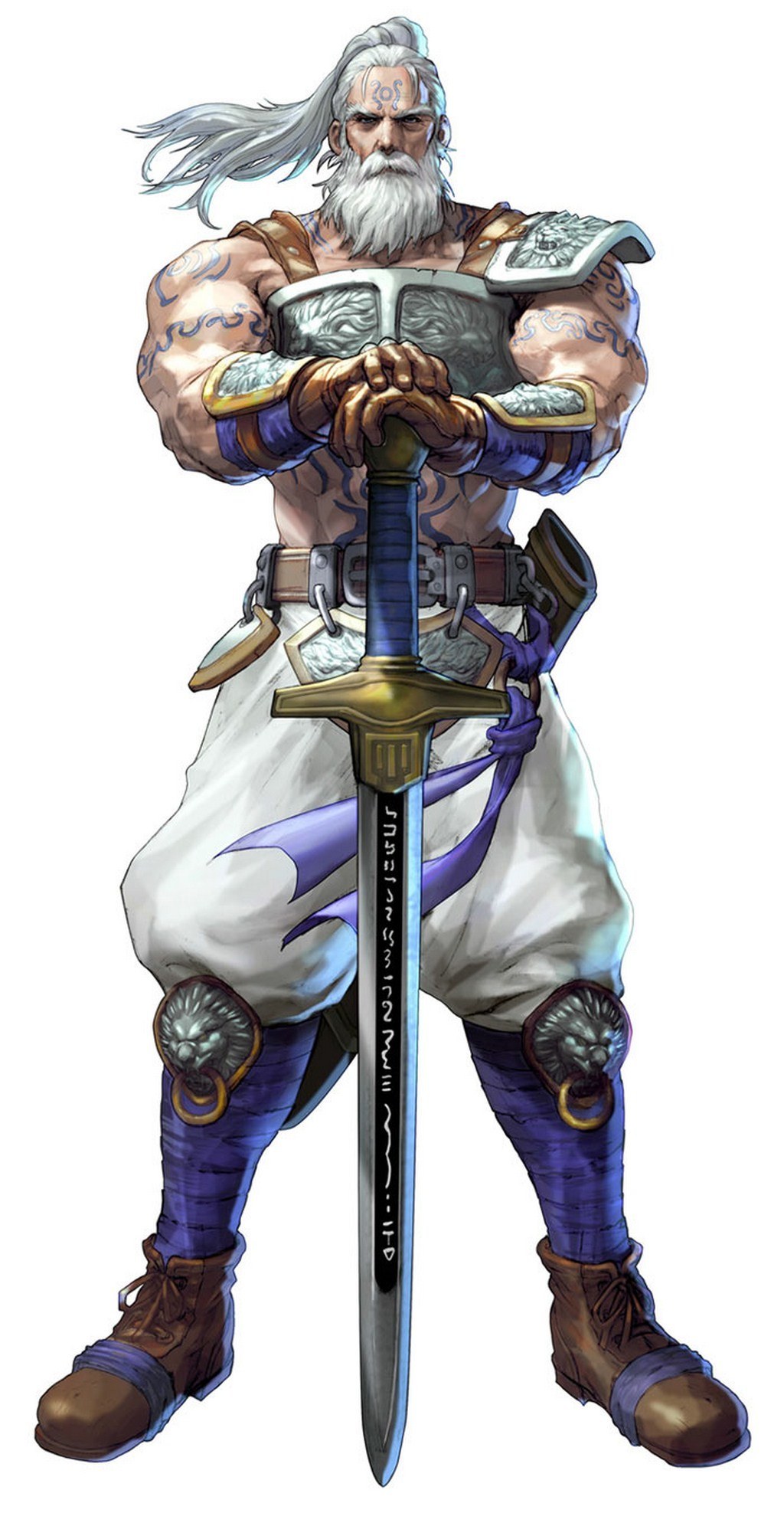 warrior with sword and tattoos