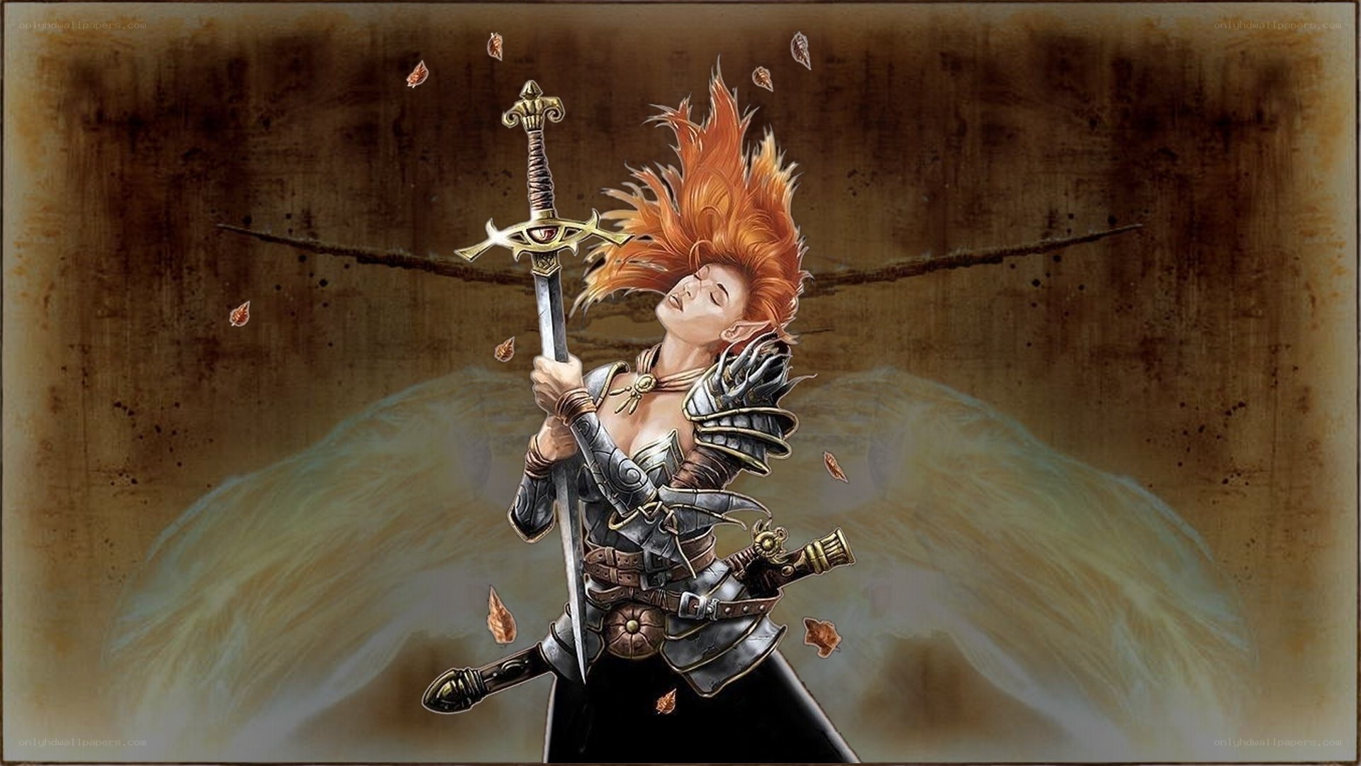 Warrior with sword and wings
