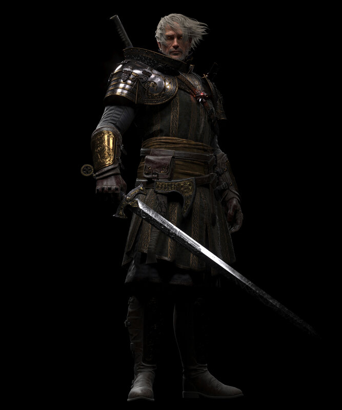 Warrior with Sword — Black, Dramatic, 3d Render