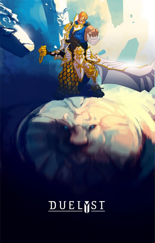 Warrior with Sword — Blue, Dramatic, Digital Art, Monster