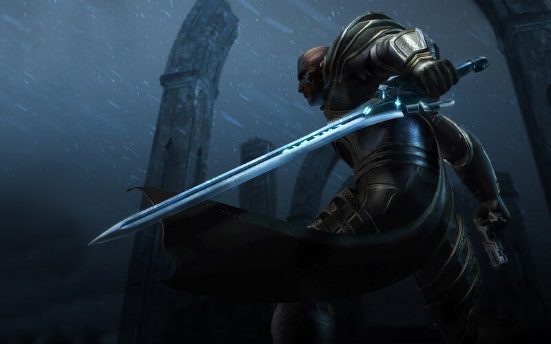 Warrior with Sword — Blue, Dramatic, Winter