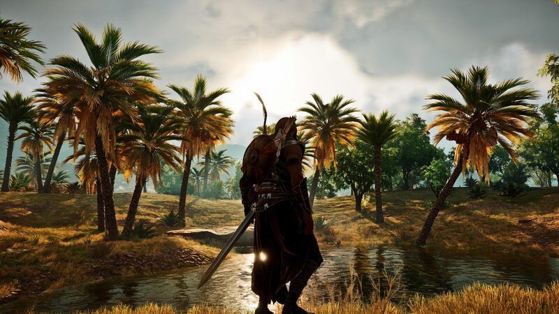 Warrior with Sword — Green, Serene, Sunset