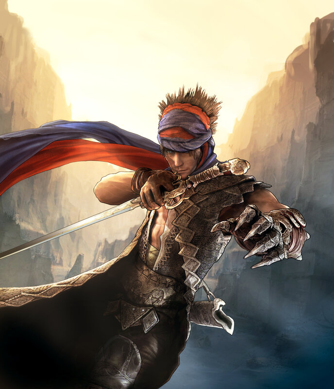 warrior with sword in canyon