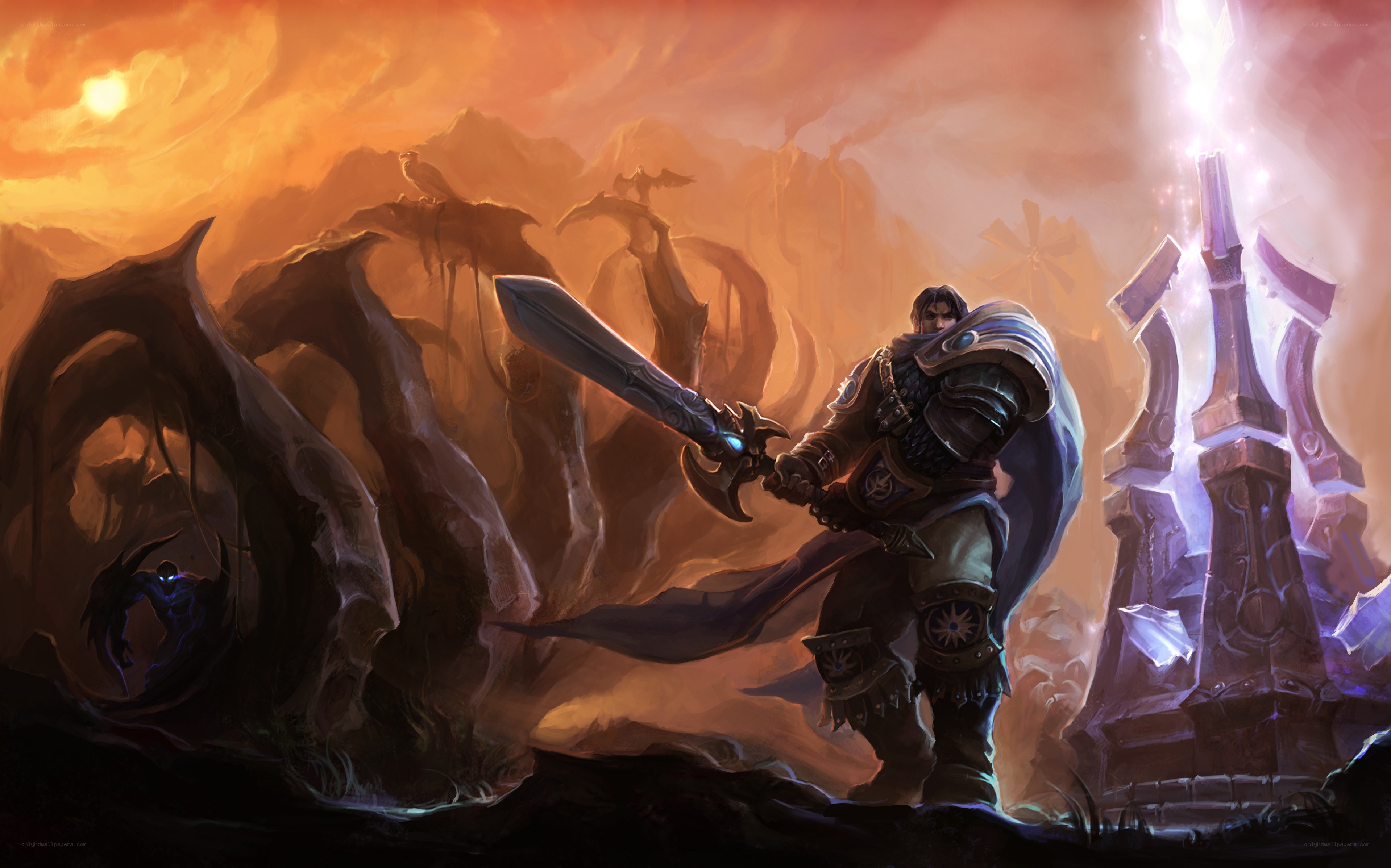 Warrior with sword in desert