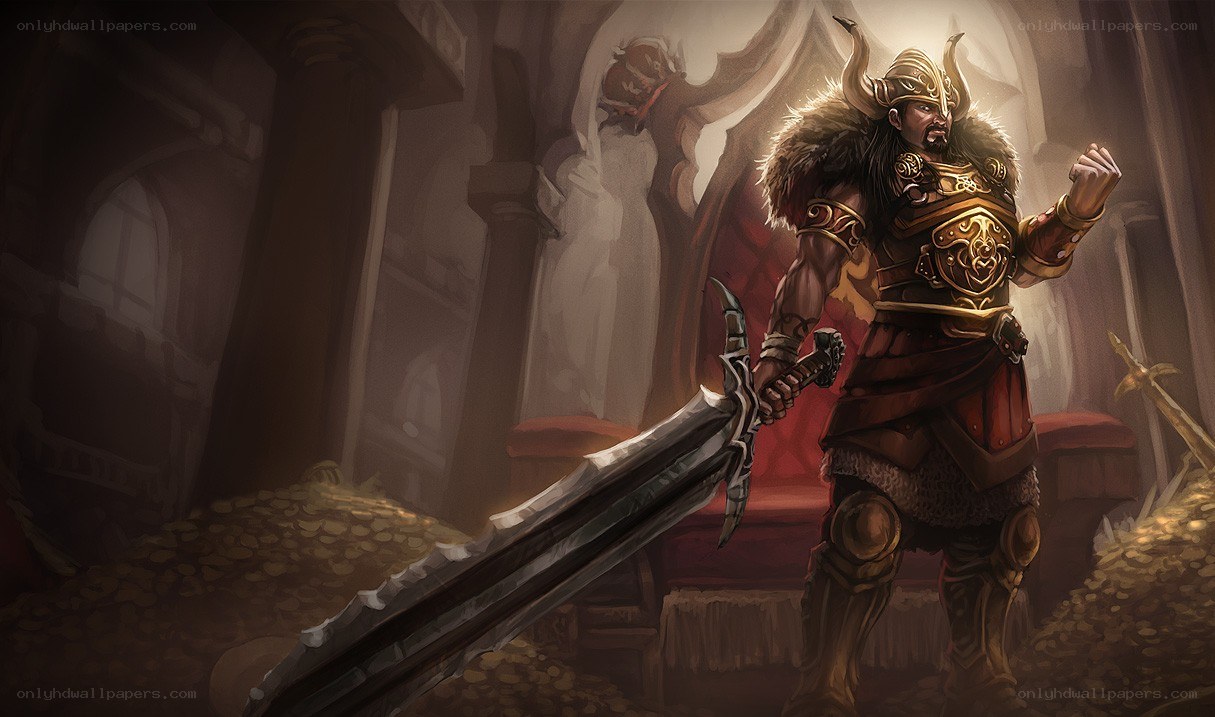 warrior with sword in throne room