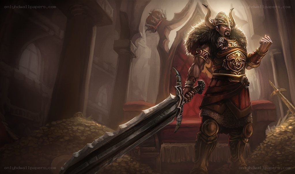 warrior with sword in throne room