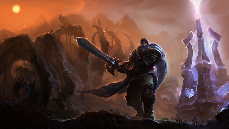 Warrior with Sword — Orange, Dramatic, Sunset